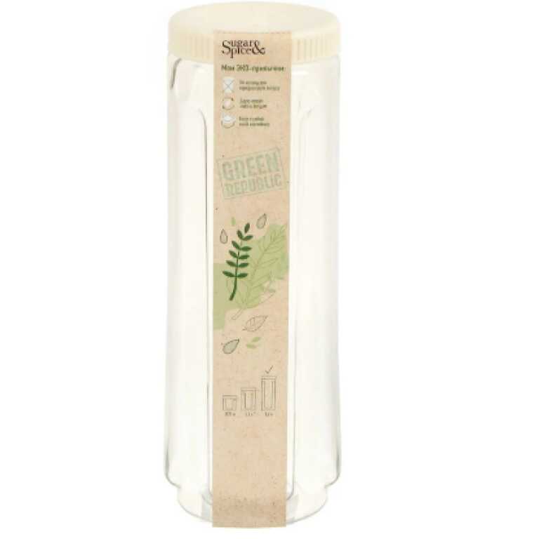 Банка д/сыпучих продуктов Green Republic 1,6л пластик,лен SE2250GR Sugar&Spice