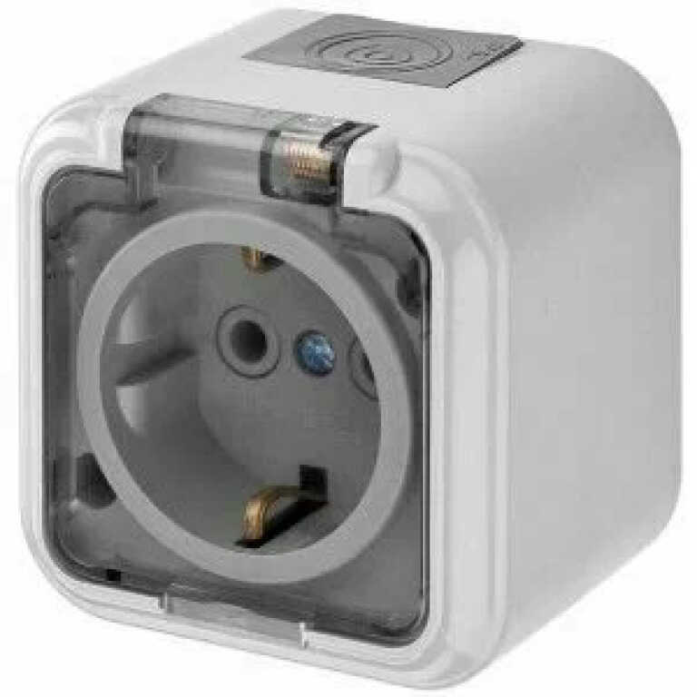 Розетка 1гн с З/К с крыш. о/у серый 16А IP54 Пралеска BYLECTRICA (1/50)