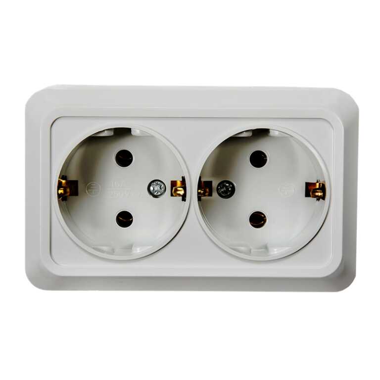 Розетка 2гн с З/К о/у белый 16А IP20 7128-W Bolleto IN HOME