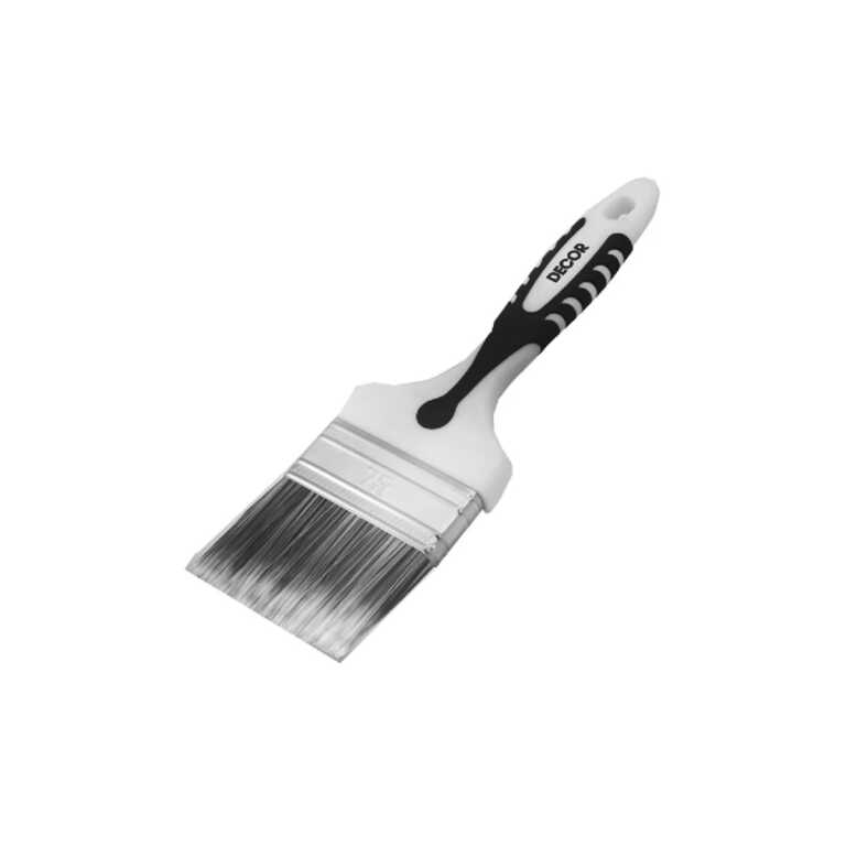 Кисть плоская 35х15мм DECOR Намерение Black White PREMIUM искусственная серебристая щетина двухкомпонентная ручка 860-035 (12/144)