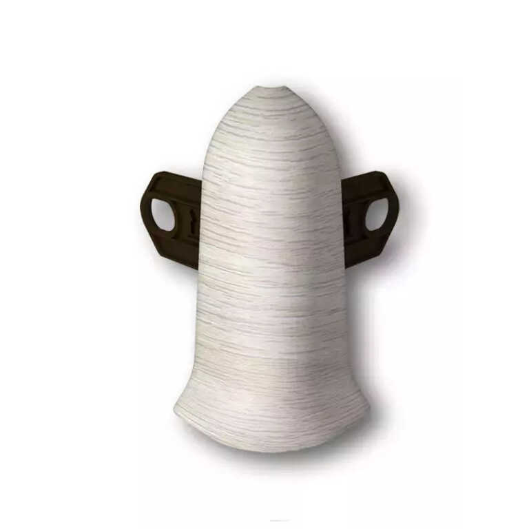 Угол наружный для плинтуса 55мм с креплением "Идеал Классик" 252 Ясень белый