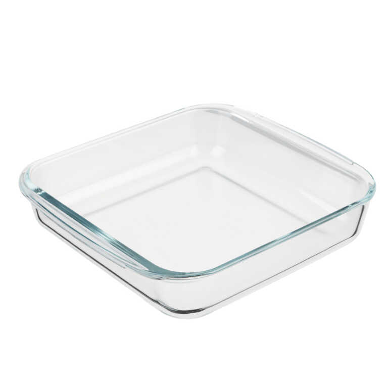 Форма для запекания жаропрочная квадратная, с ручками, стекло, 24.5x21.9x5.1см, 1,8л SATOSHI