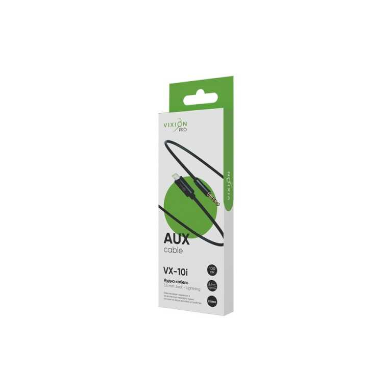 Кабель AUX VIXION PRO (VX-10i) Jack 3,5 (M) - Lightning (1м) (черный)