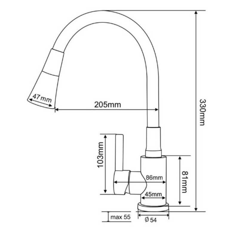Смеситель для кухни РМС SUS123GY-016F