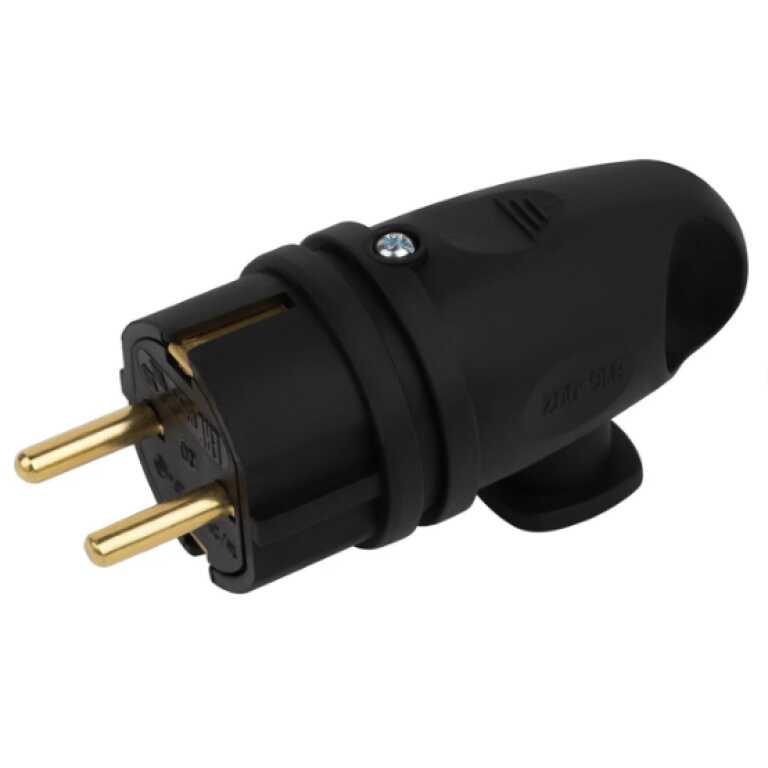 Вилка угловая с З/К черная каучук 16A IP44 V9-B-IP44 ЭРА