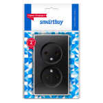 Розетка 2-местная 10А без заземления черная "Сириус"
