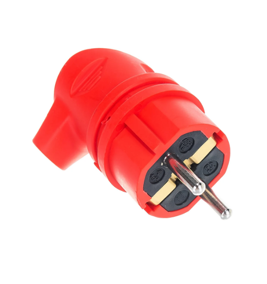 Вилка угловая с З/К красная каучук 16A IP44 V9-RED-IP44 ЭРА