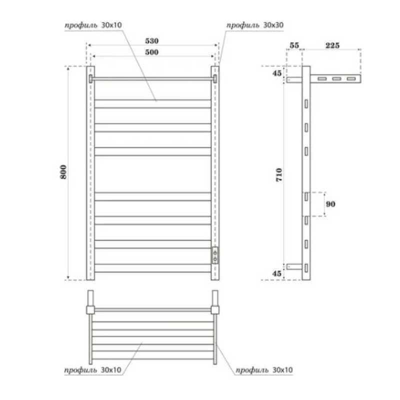 Полотенцесушитель электрический Point Меркурий PN83858PGR