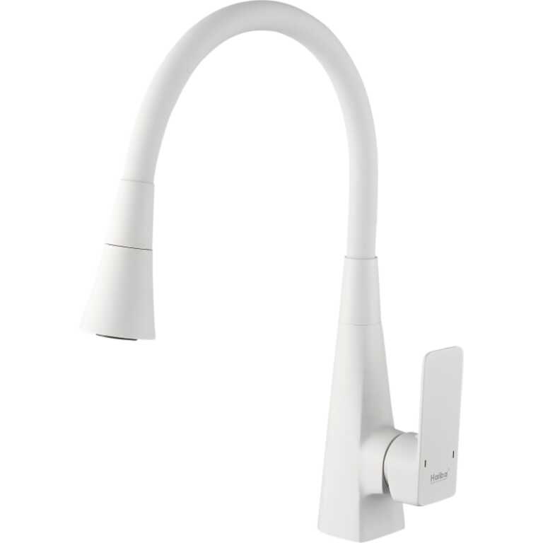 Смеситель для кухни, гибкий излив, латунь, белый HAIBA HB73823-8