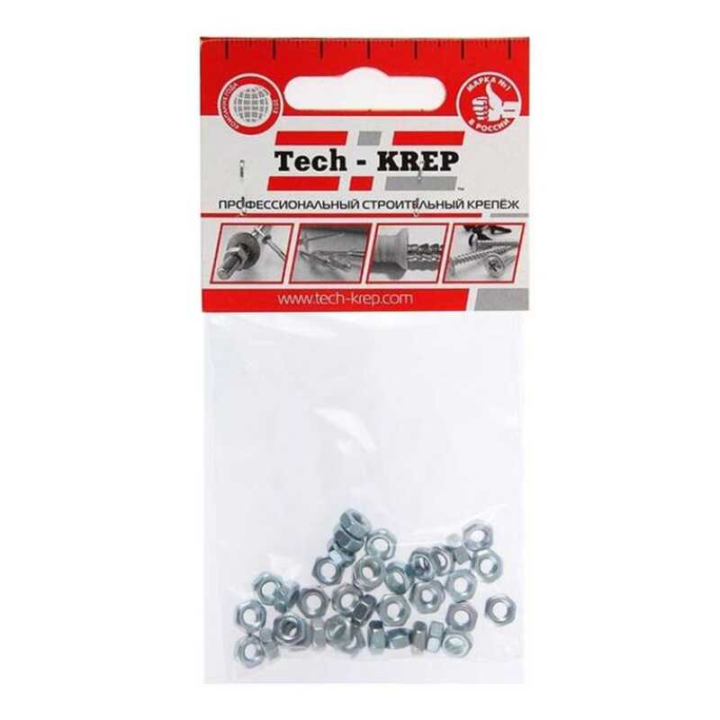 Гайка М4 шестигранная оцинк. DIN934 пакет Tech-Krep (50шт)
