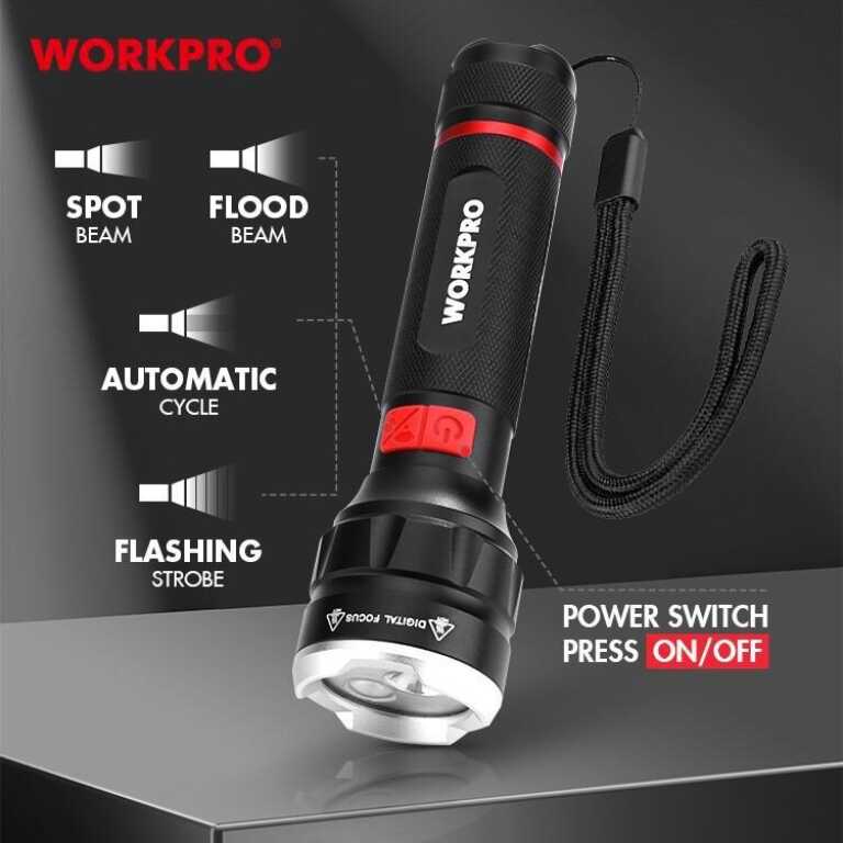 Фонарик светодиодный 350-750 LM перезаряжаемый WORKPRO