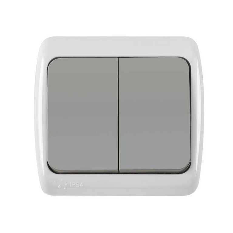 Выключатель 2кл серый ОП 10А, IP54 VKL electric