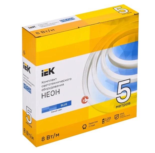 Комплект подсветки "Неон" голубой (лента 5м LSR5-2835B120-8-IP65-220В+драйвер) IEK