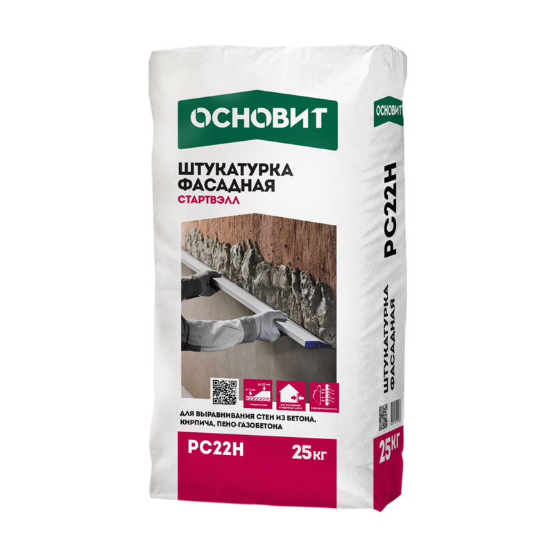 Штукатурка цементная фасадная Основит Стартвэлл РС22Н (25кг) Штукатурка цементная фасадная Основит Стартвэлл РС22Н (25кг)