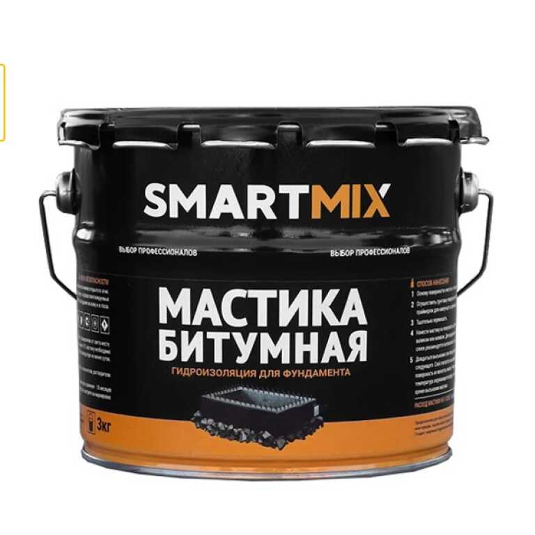 Мастика гидроизоляционная Битумная для фундамента 3кг Smartmix