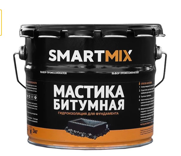 Мастика гидроизоляционная Битумная для фундамента 3кг Smartmix