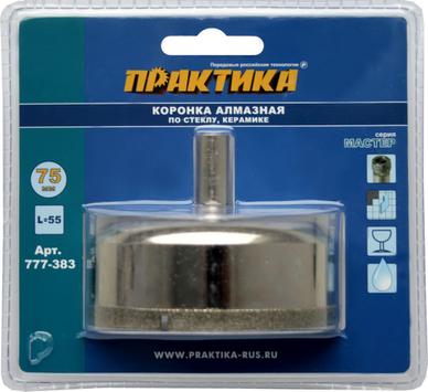 Коронка алмазная 75мм по стеклу и керамике ПРАКТИКА Мастер