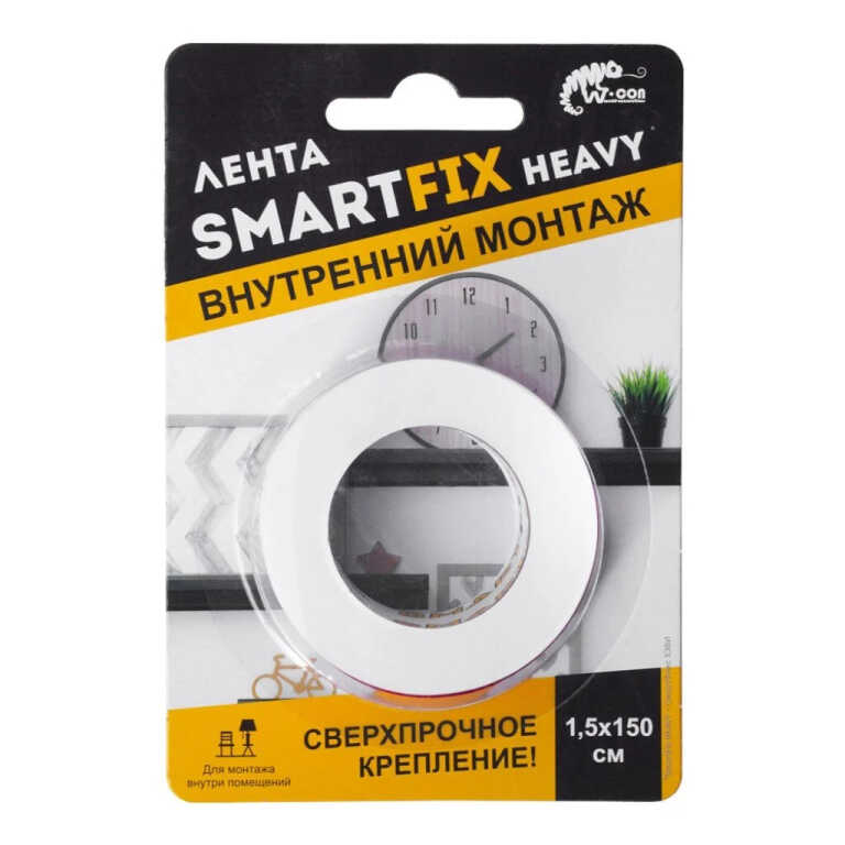 Лента монтажная сверхсильная W-con SmartFix HEAVY, 1,5*150см, прозрачная