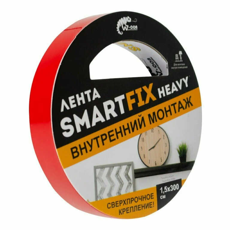 Лента сверхсильная для внутреннего монтажа W-con SmartFix HEAVY, 1,5*300см, прозрачная