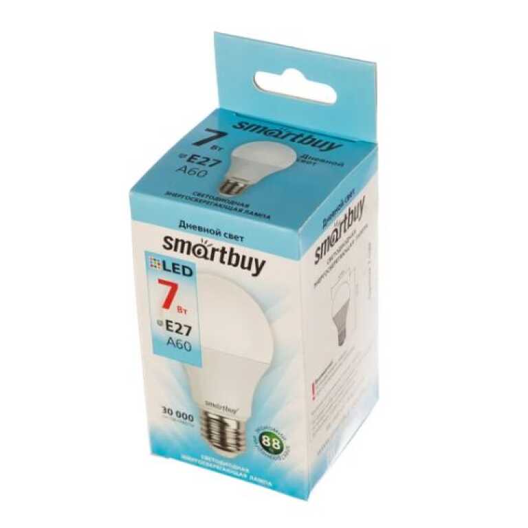 Лампа светодиодная (LED) A60-07W/4000/E27 Smartbuy