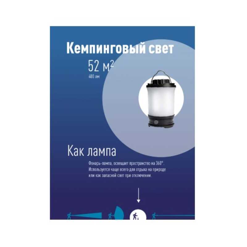 Космос фонарь кемпинговый KOS604Lit (лит.акк.3,7V4,4Ah) ABS,ручка для подв,IP55