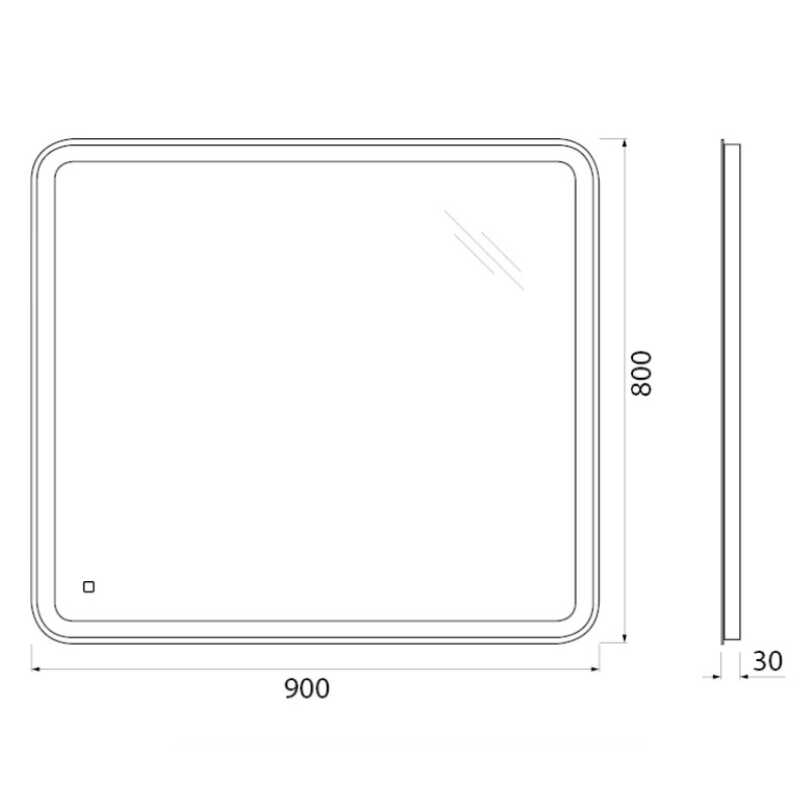 Зеркало BelBagno 90 LED (900х800х30мм)