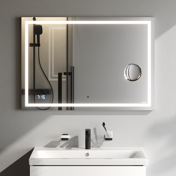 Зеркало универсальное AM.PM X-Joy 1000х700, LED-подсветкой, часами и косметическим зеркалом